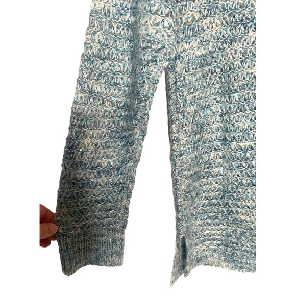CHICO'S Turquoise Blue "Dorothy" Off-Shoulder Sequins Long-Sleeve Sweater NWT S - Picture 9 of 9
